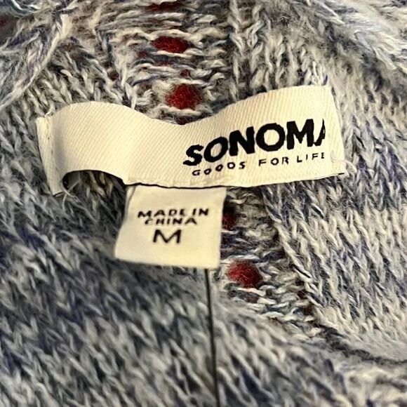 Sonoma Knit Woven Open Front Cardigan Heathered Blue Size Medium - Picture 5 of 5